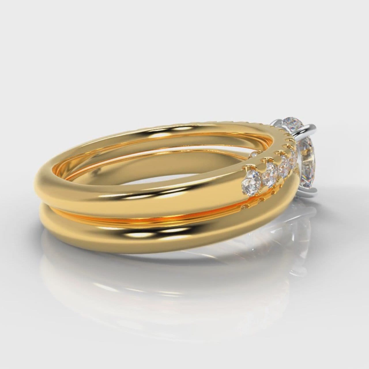 Carrée Solitaire Oval Diamond Bridal Set - Yellow Gold