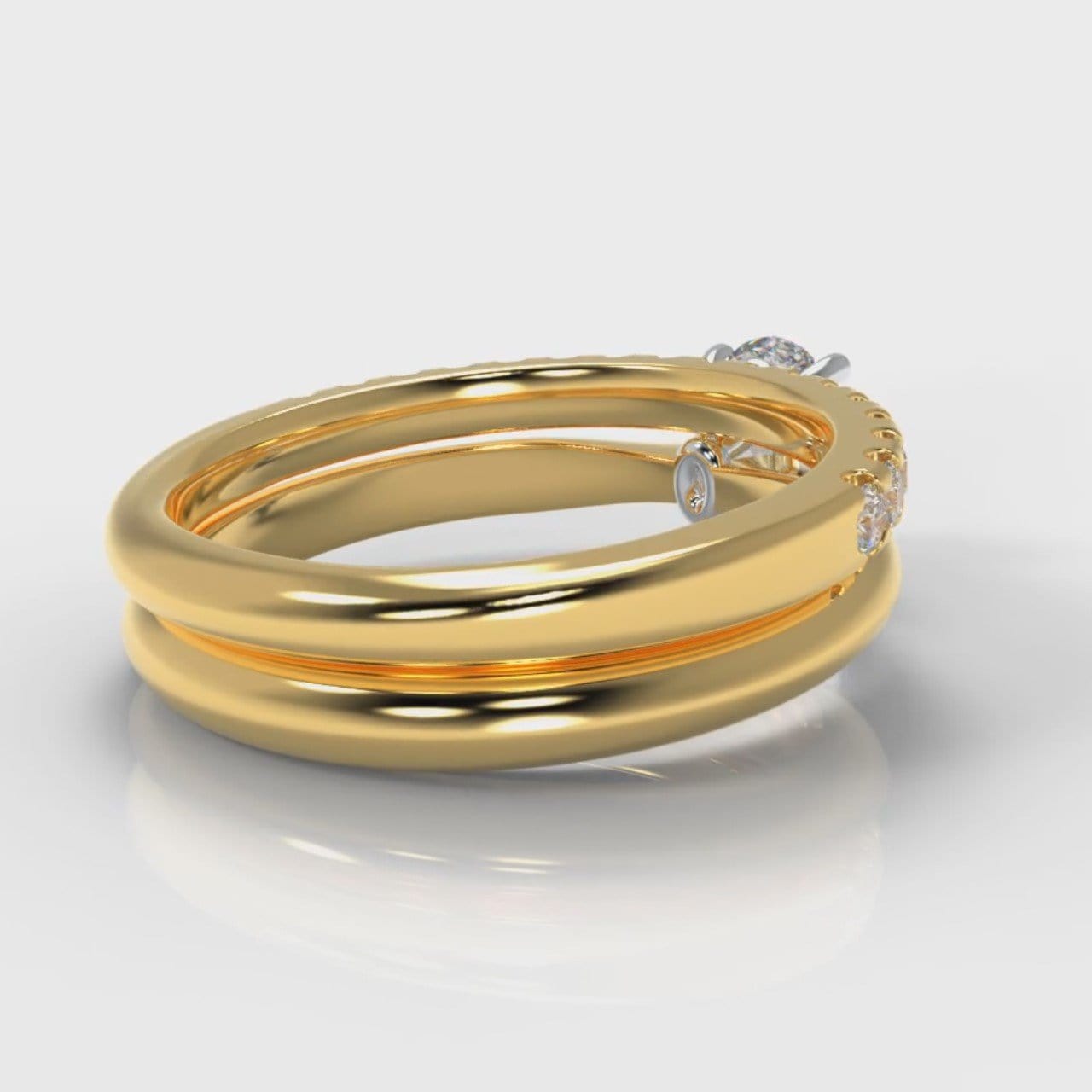 Carrée Solitaire Oval Diamond Bridal Set - Yellow Gold