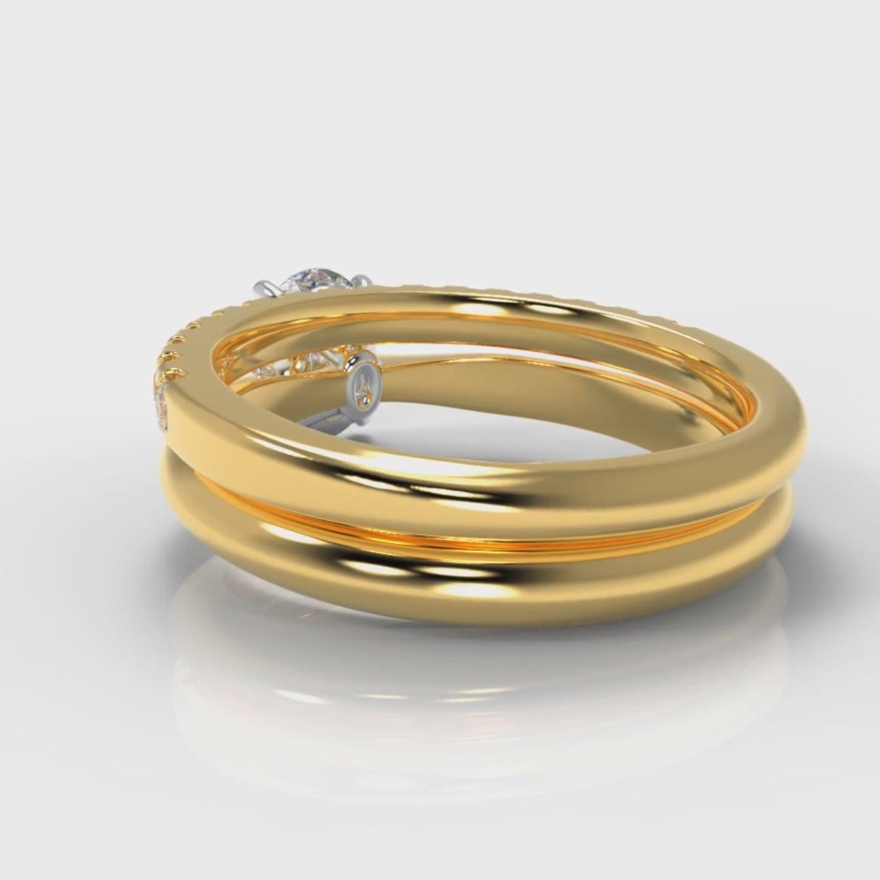 Carrée Solitaire Oval Diamond Bridal Set - Yellow Gold