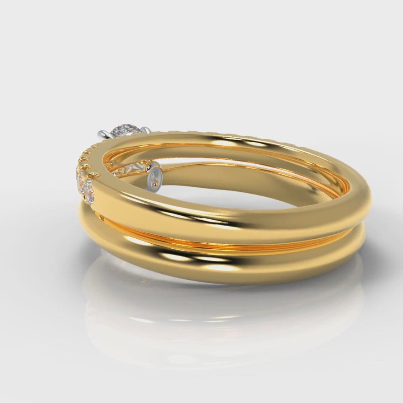 Carrée Solitaire Oval Diamond Bridal Set - Yellow Gold