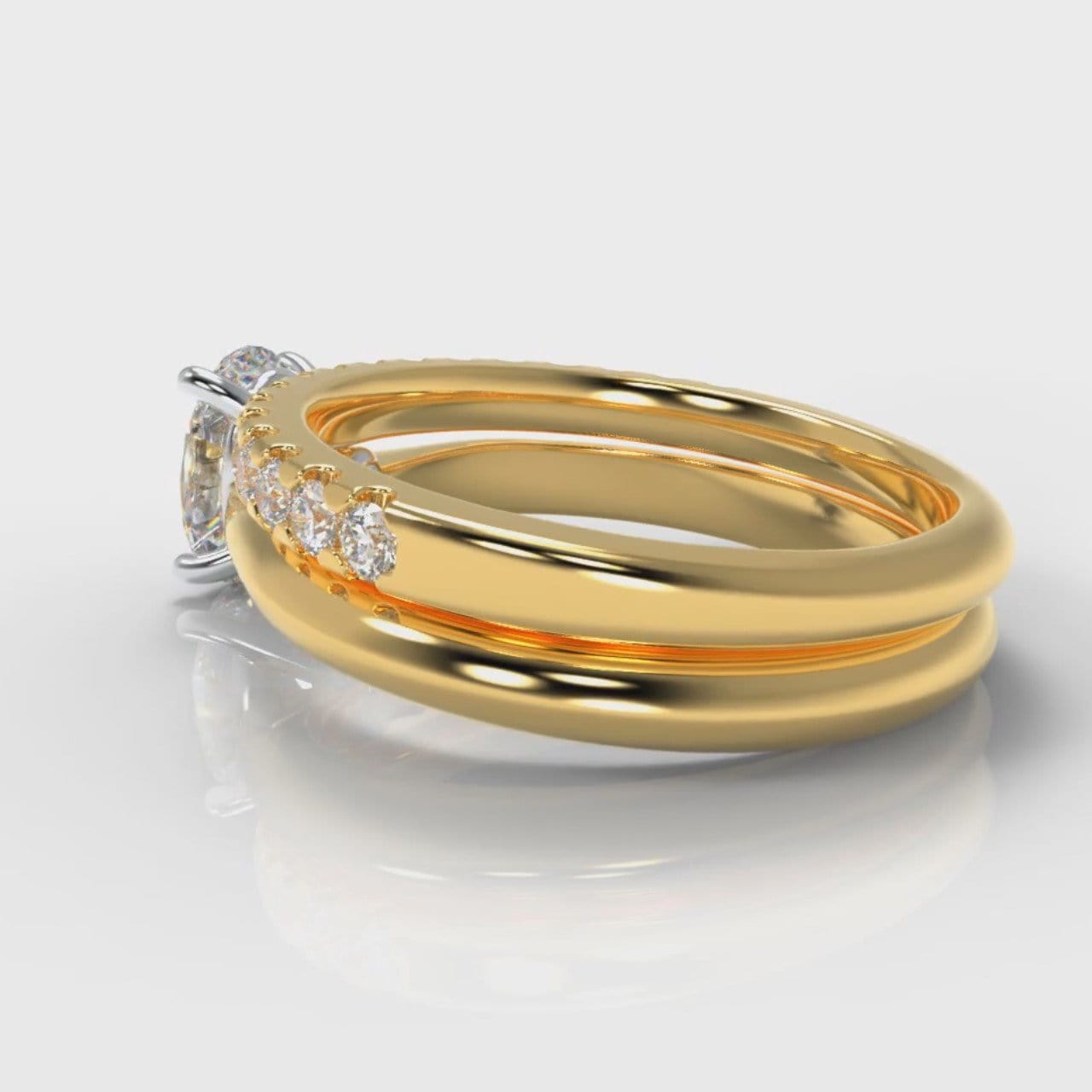Carrée Solitaire Oval Diamond Bridal Set - Yellow Gold