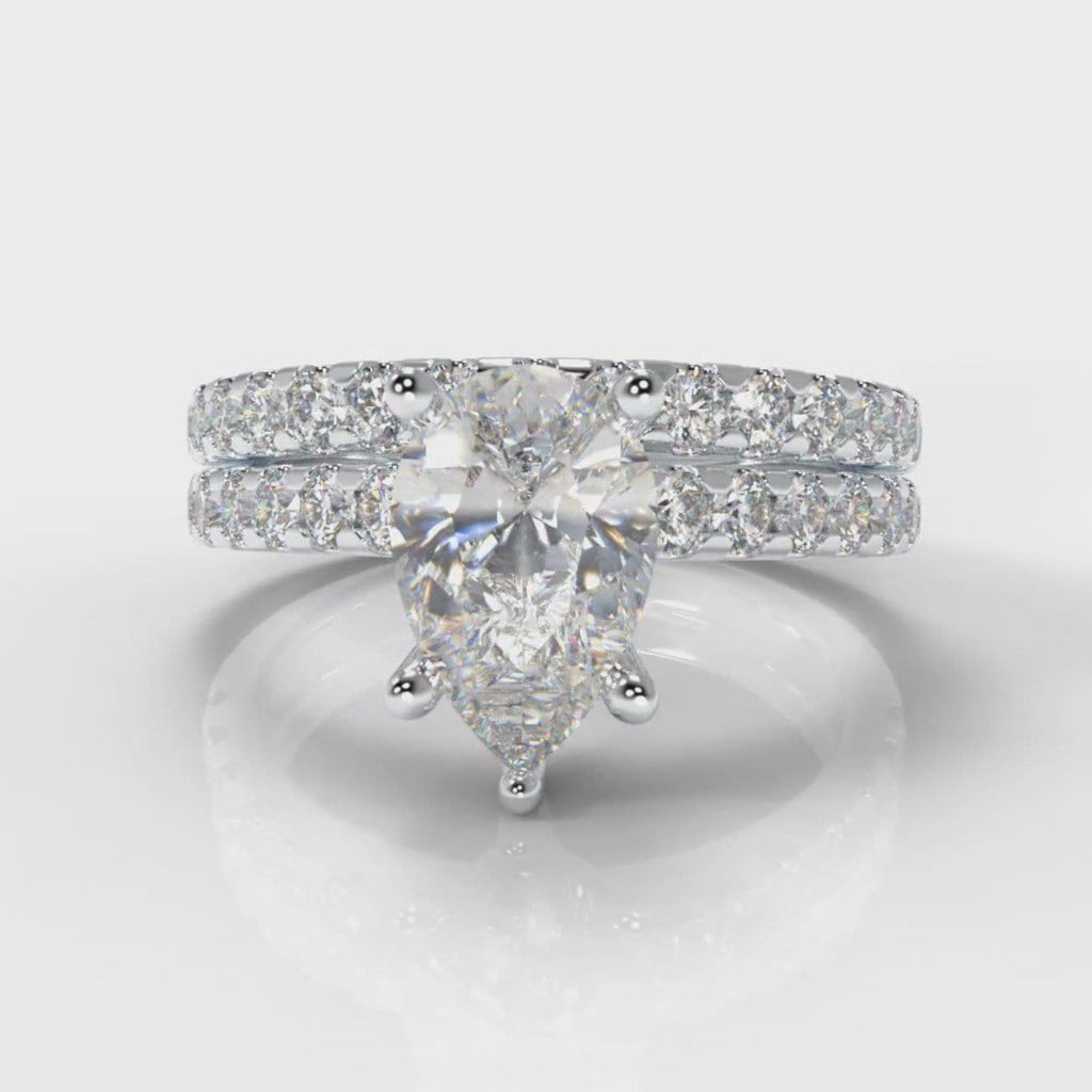 Micropavé Pear Diamond Bridal Set