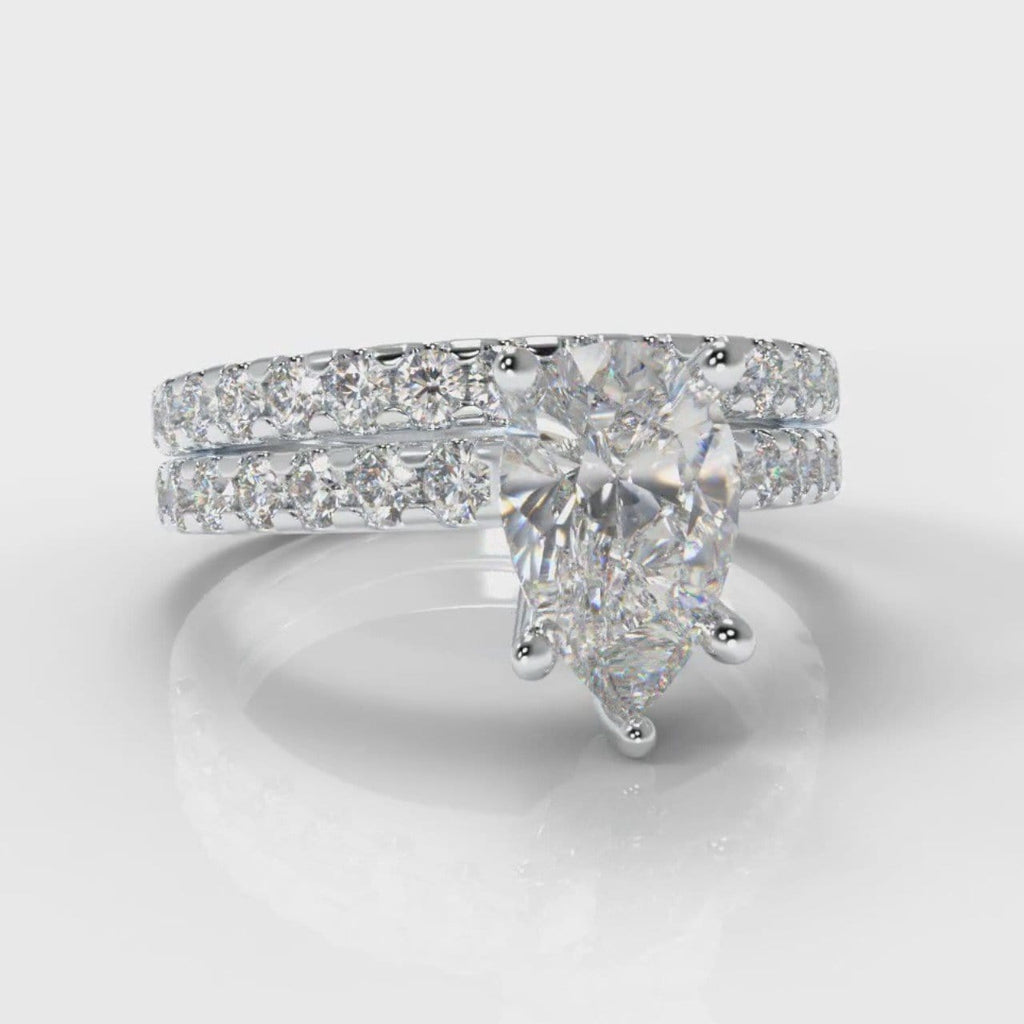 Micropavé Pear Diamond Bridal Set