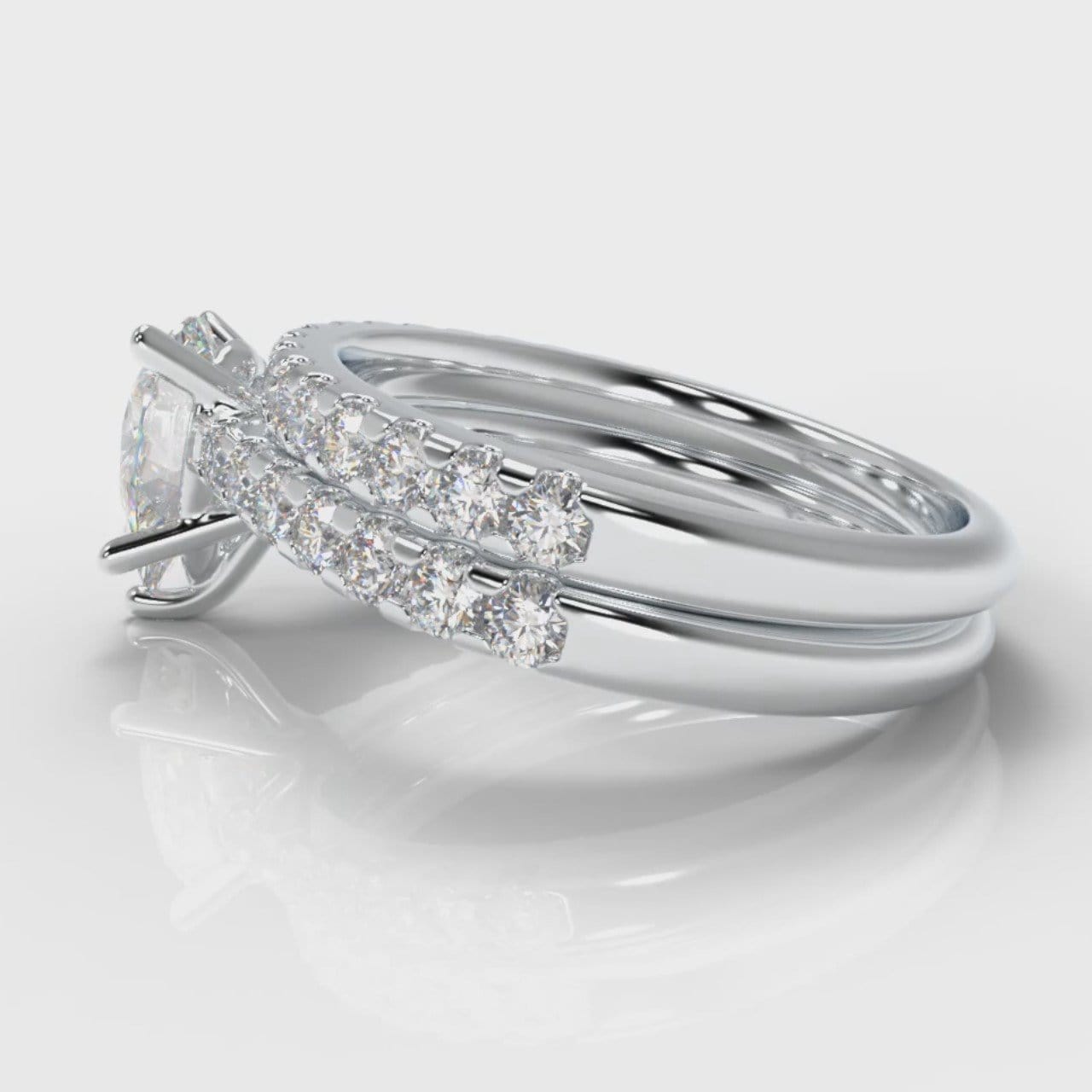 Micropavé Pear Diamond Bridal Set