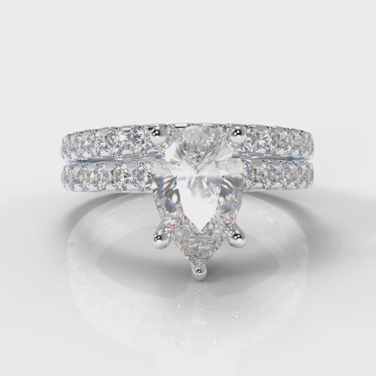 Micropavé Pear Diamond Bridal Set