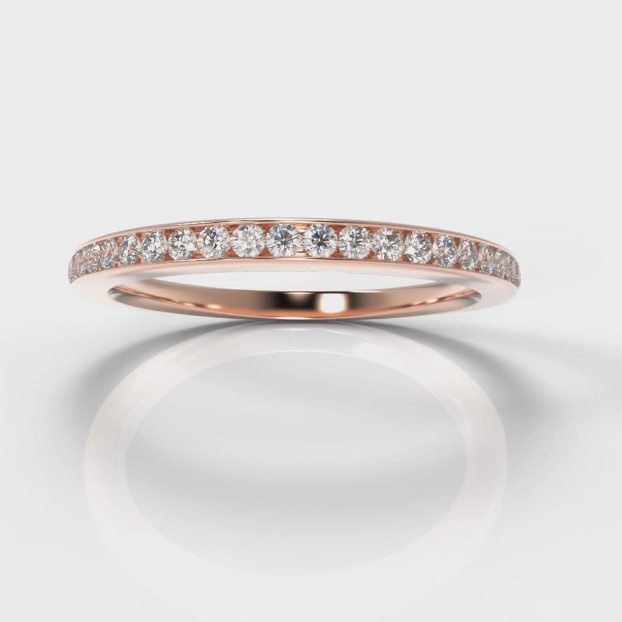 Petite Channel Set Diamond Wedding Ring - Rose Gold