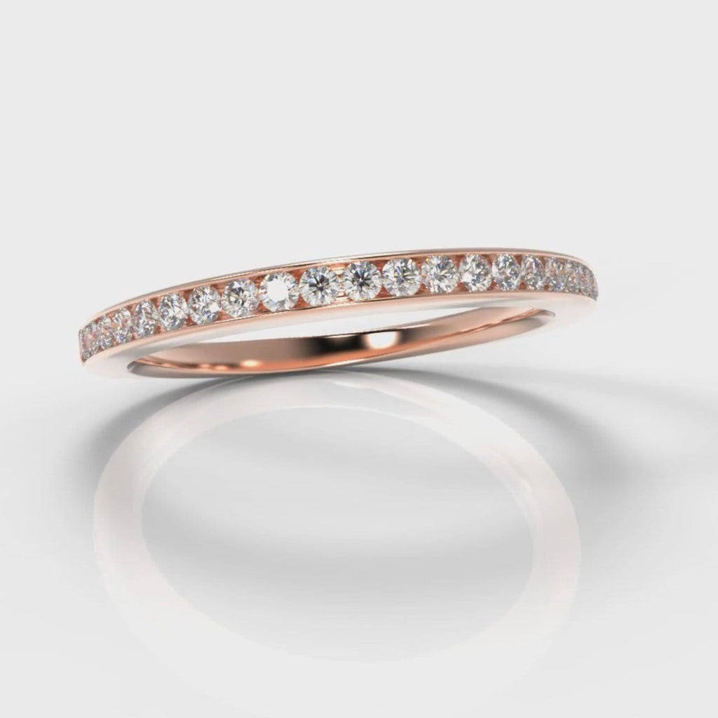 Petite Channel Set Diamond Wedding Ring - Rose Gold
