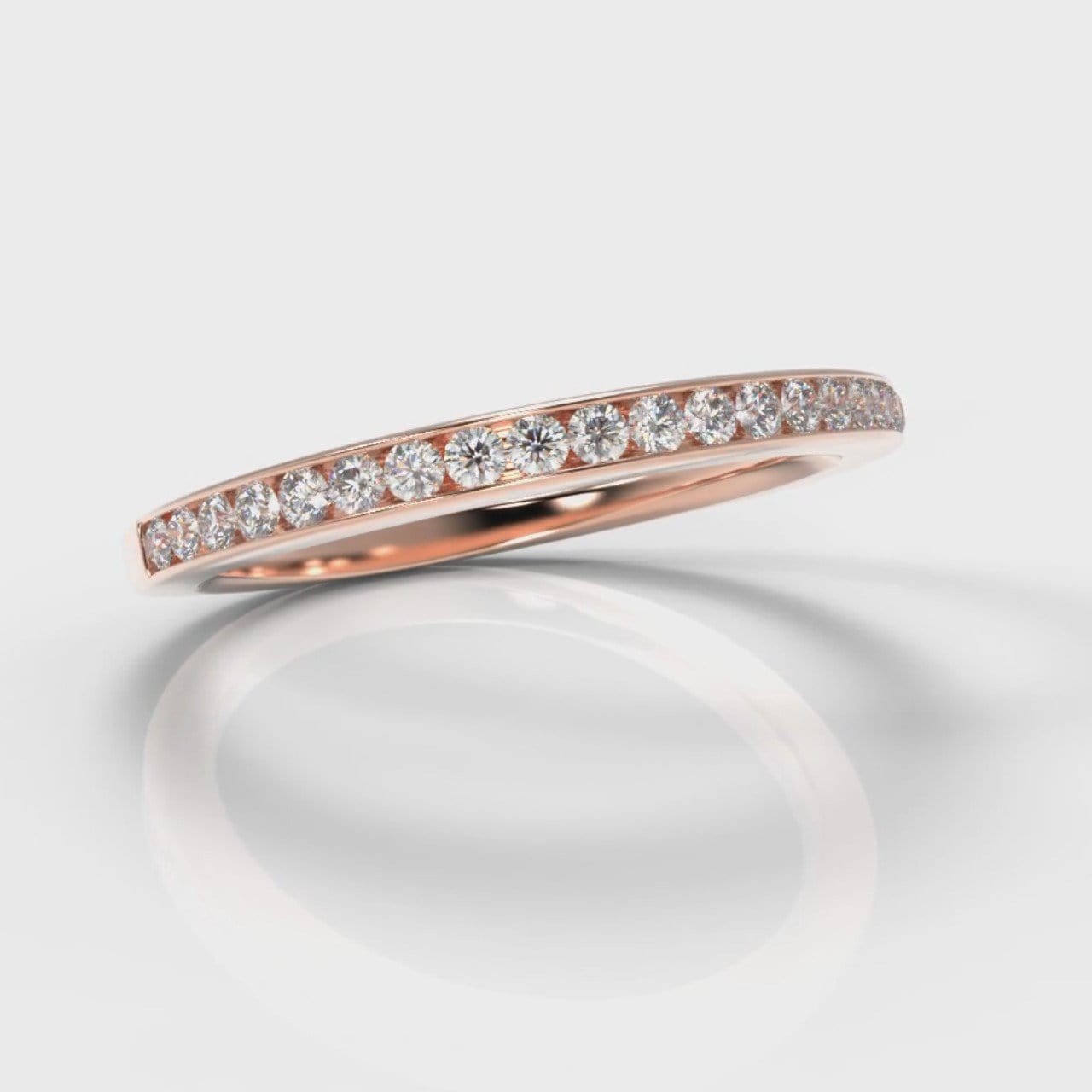 Petite Channel Set Diamond Wedding Ring - Rose Gold