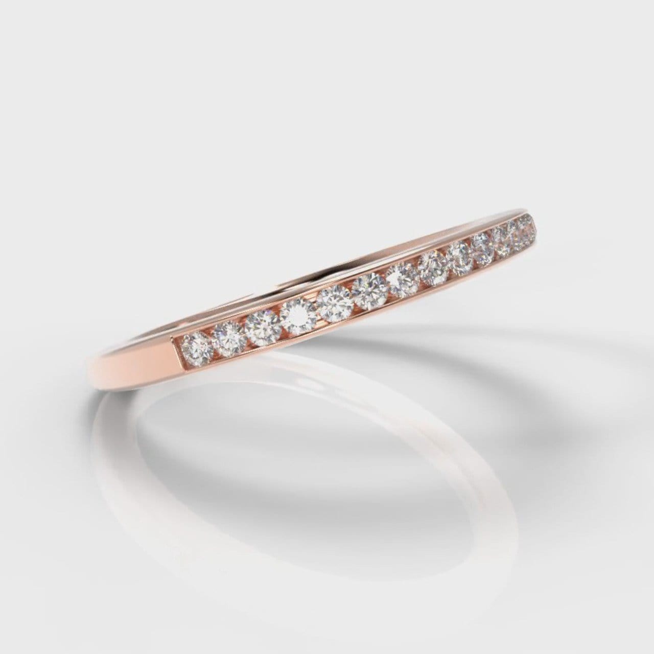 Petite Channel Set Diamond Wedding Ring - Rose Gold