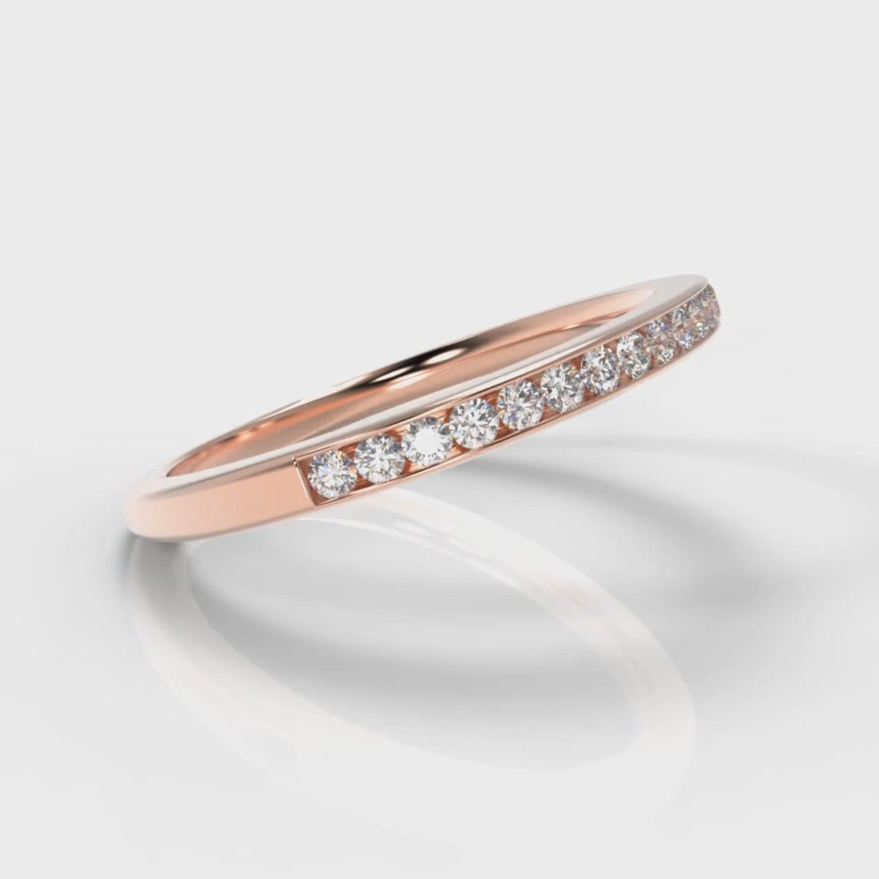 Petite Channel Set Diamond Wedding Ring - Rose Gold