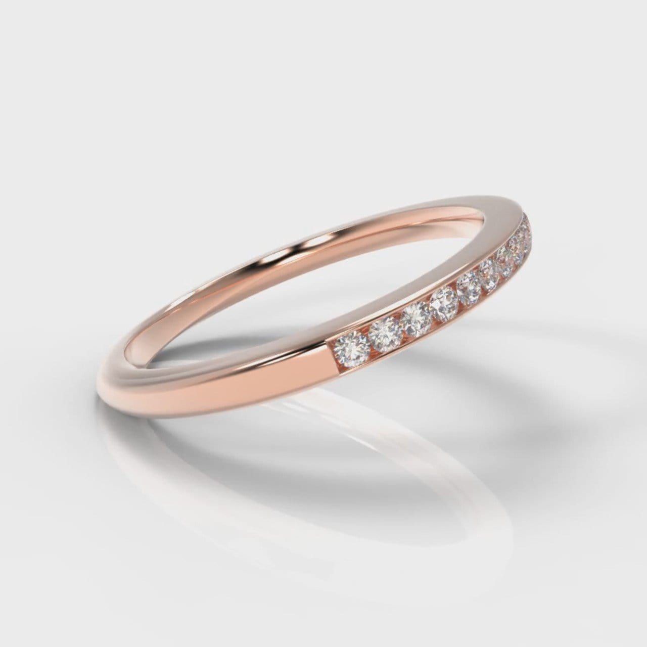 Petite Channel Set Diamond Wedding Ring - Rose Gold