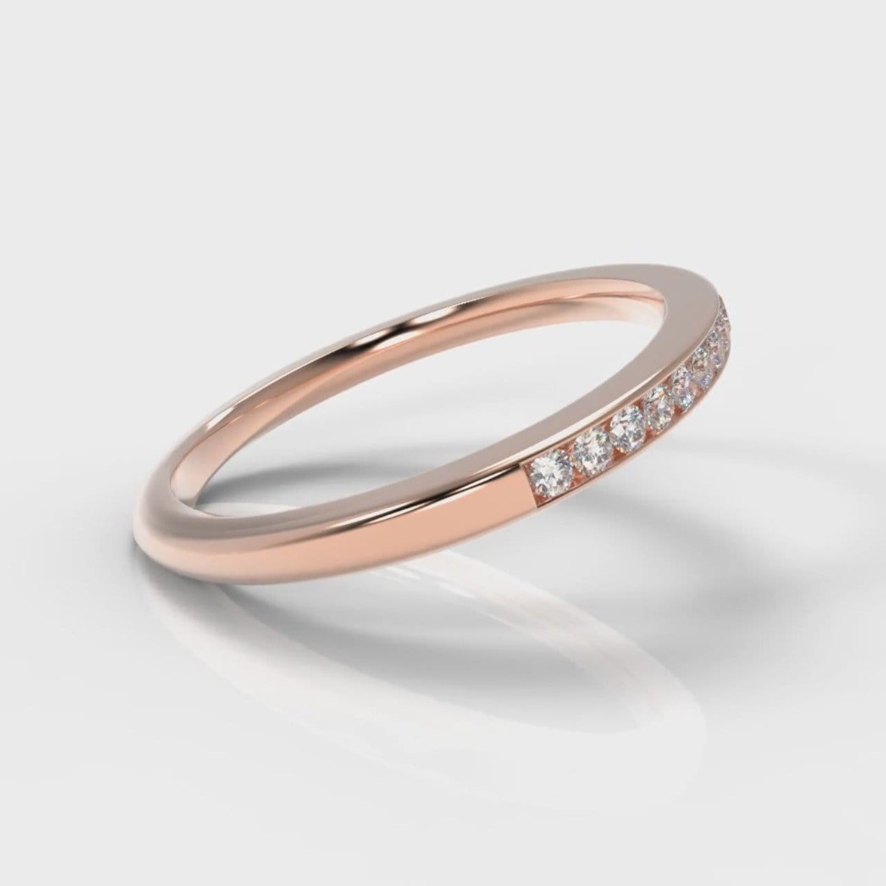 Petite Channel Set Diamond Wedding Ring - Rose Gold