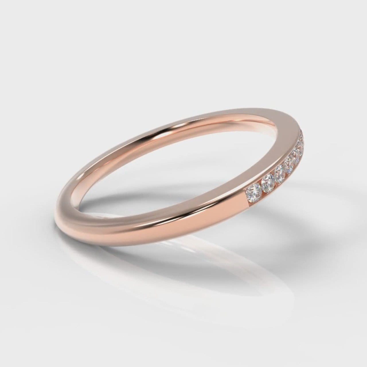 Petite Channel Set Diamond Wedding Ring - Rose Gold