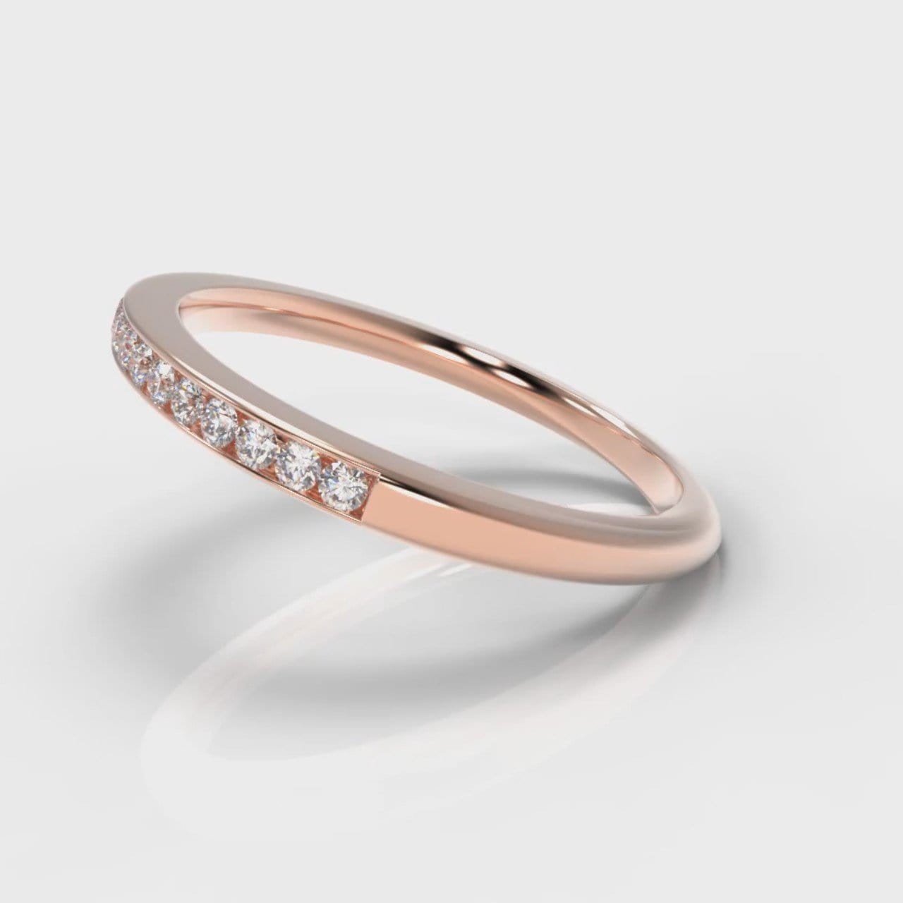 Petite Channel Set Diamond Wedding Ring - Rose Gold