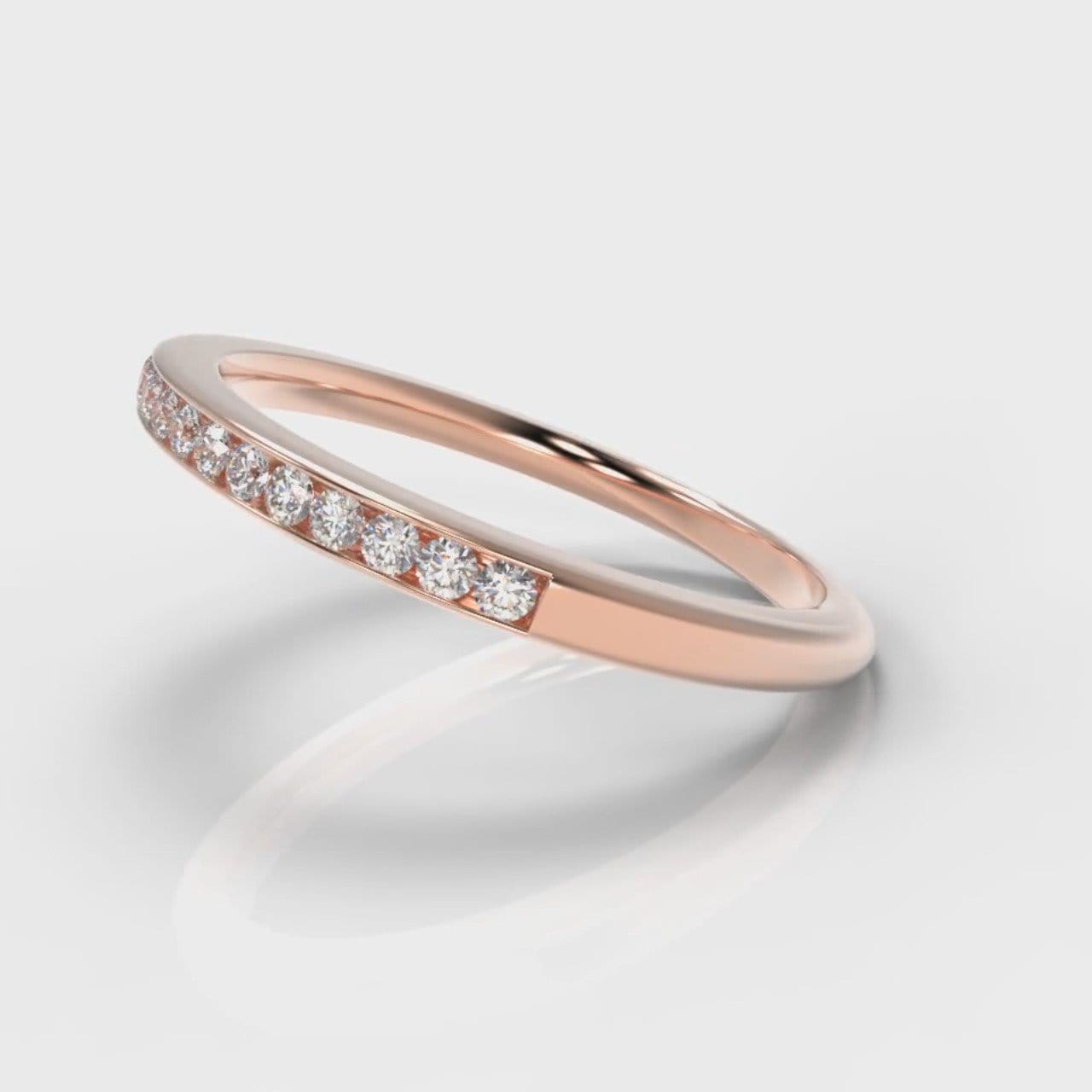 Petite Channel Set Diamond Wedding Ring - Rose Gold