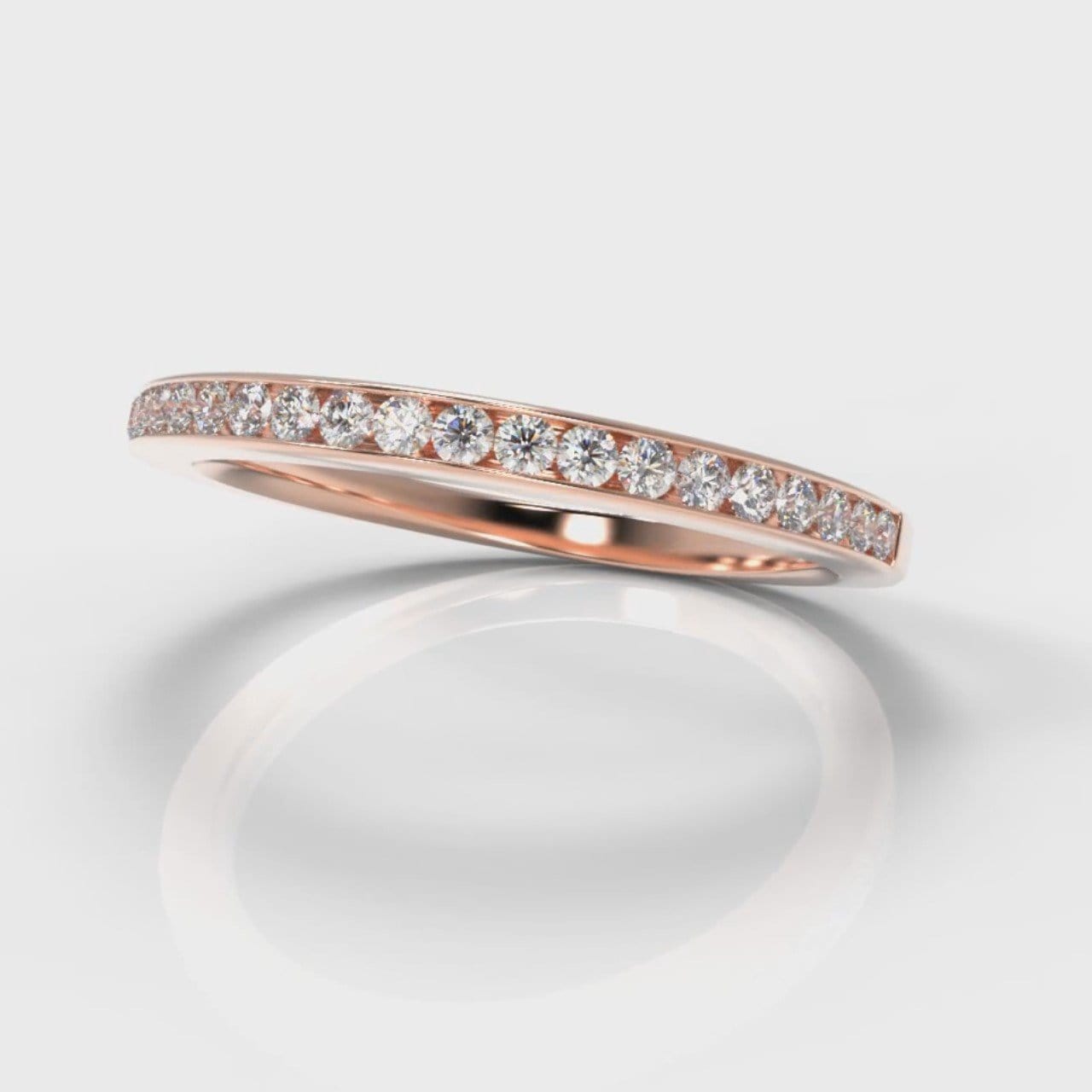 Petite Channel Set Diamond Wedding Ring - Rose Gold