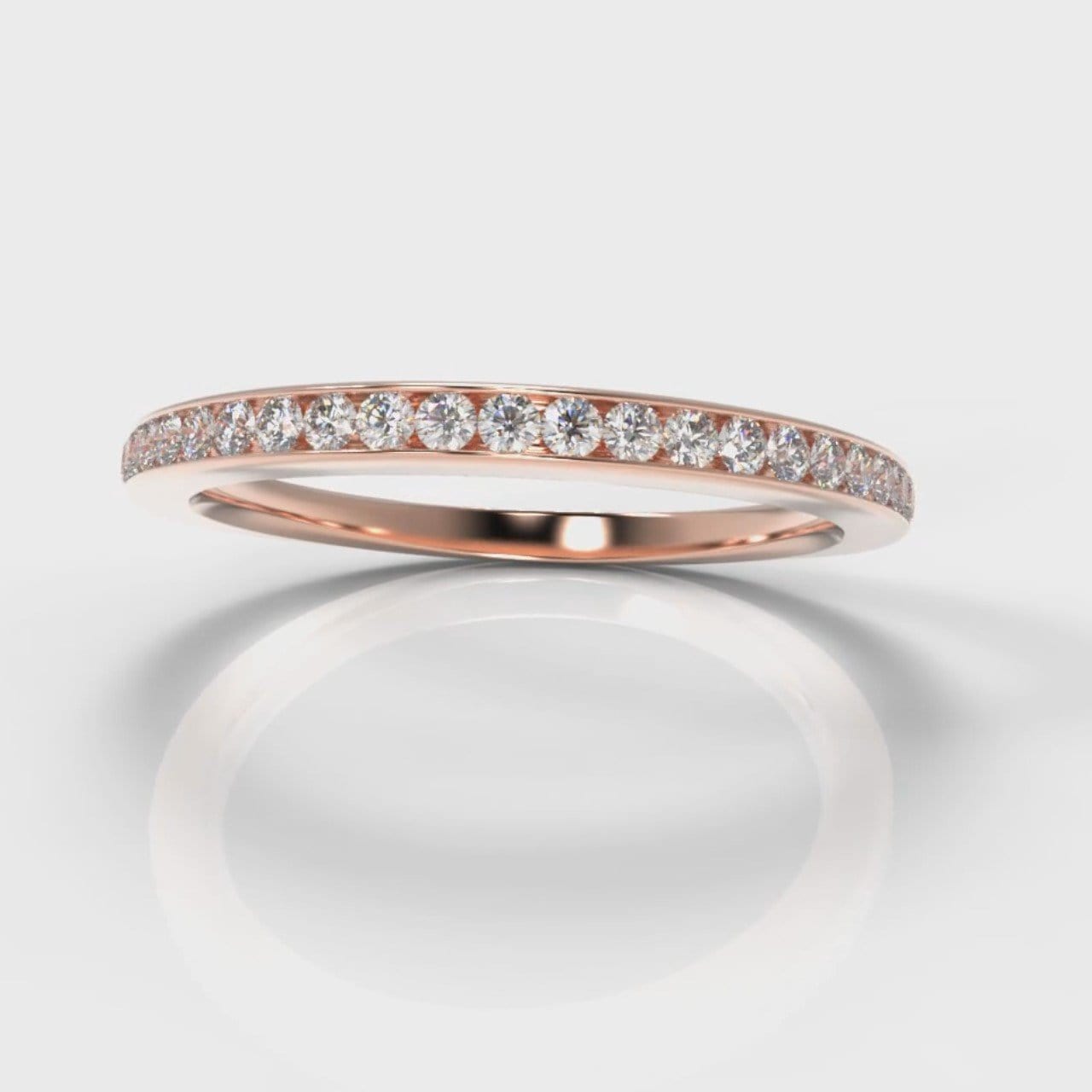 Petite Channel Set Diamond Wedding Ring - Rose Gold