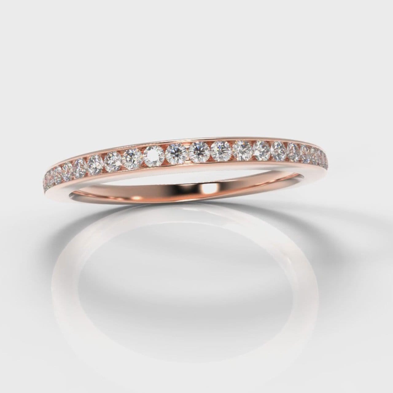 Petite Channel Set Diamond Wedding Ring - Rose Gold