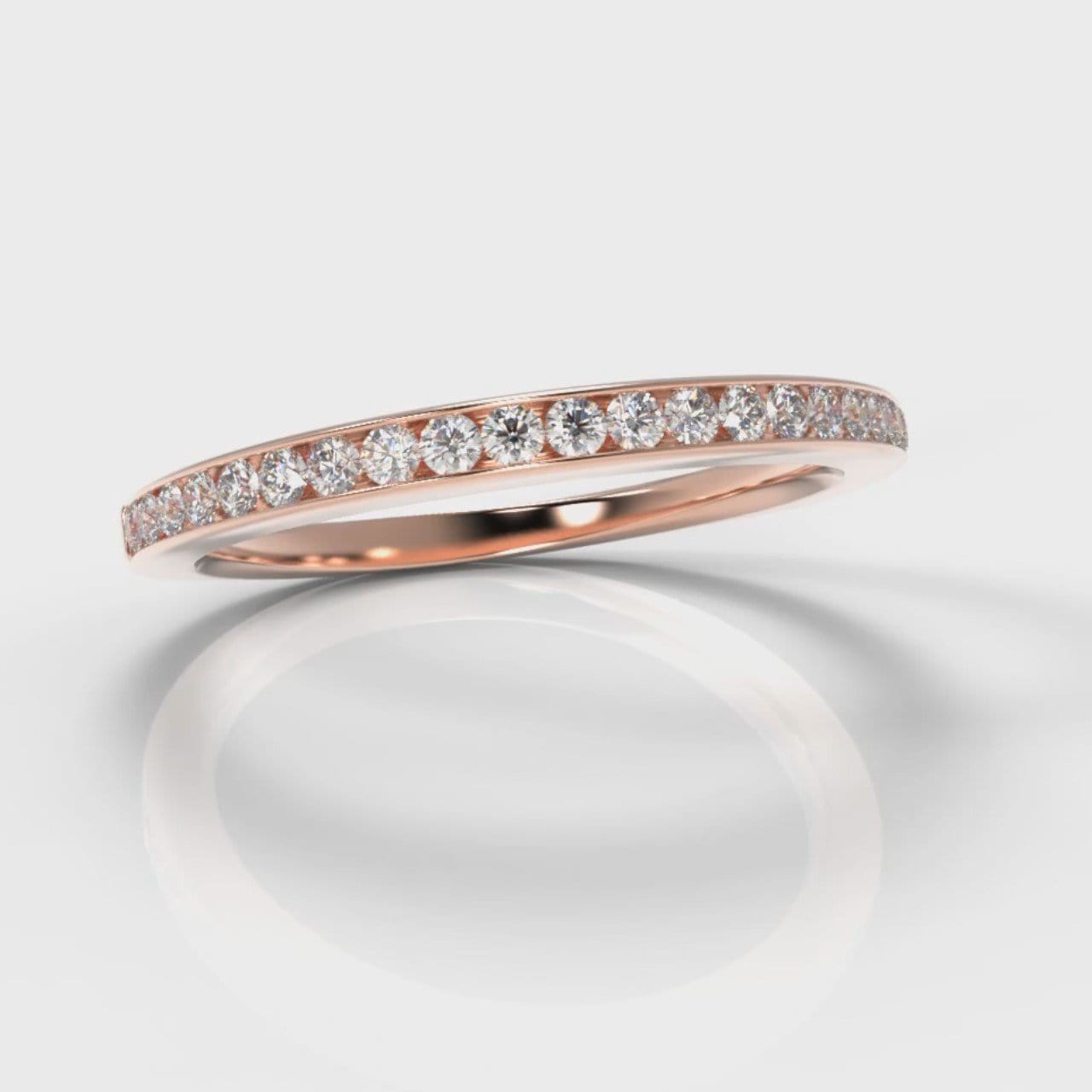 Petite Channel Set Diamond Wedding Ring - Rose Gold