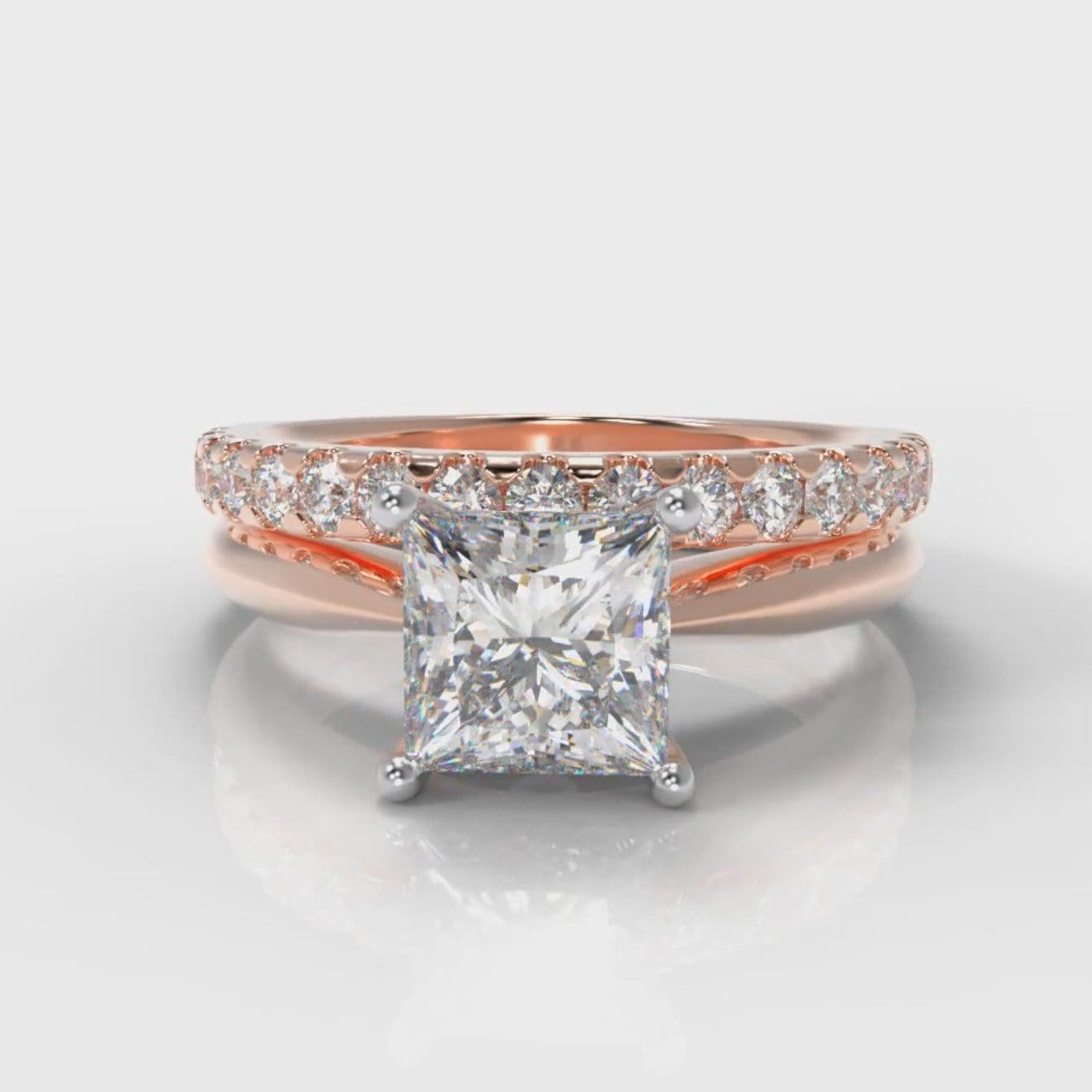 Carrée Solitaire Princess Cut Diamond Bridal Set - Rose Gold