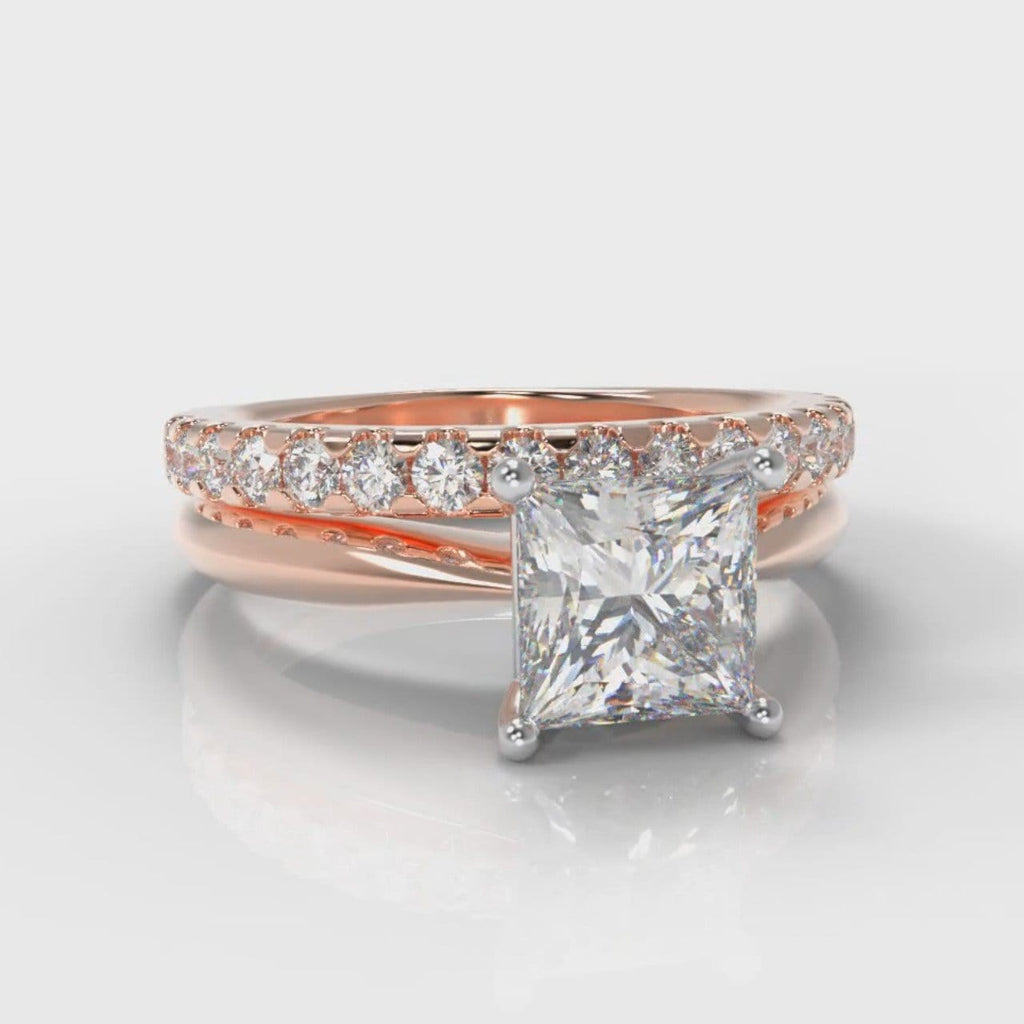 Carrée Solitaire Princess Cut Diamond Bridal Set - Rose Gold