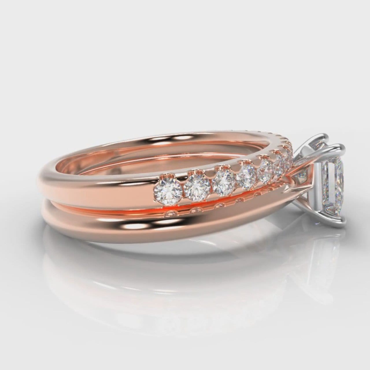 Carrée Solitaire Princess Cut Diamond Bridal Set - Rose Gold