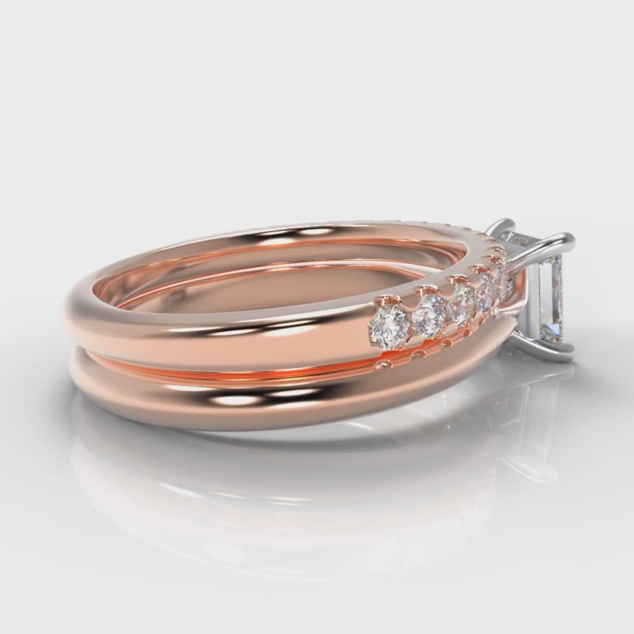 Carrée Solitaire Princess Cut Diamond Bridal Set - Rose Gold