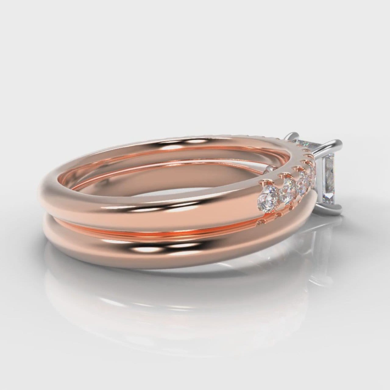 Carrée Solitaire Princess Cut Diamond Bridal Set - Rose Gold
