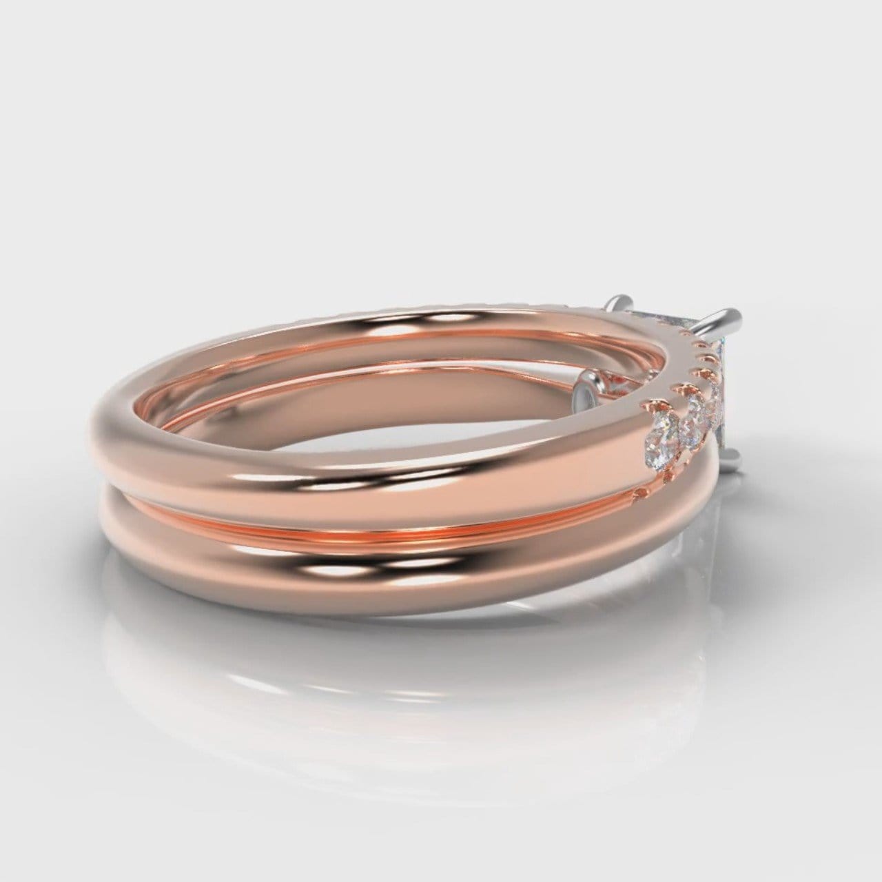 Carrée Solitaire Princess Cut Diamond Bridal Set - Rose Gold