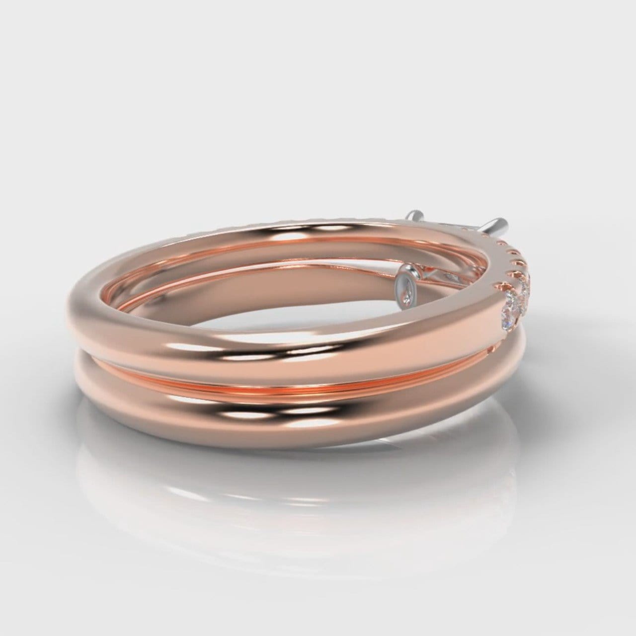 Carrée Solitaire Princess Cut Diamond Bridal Set - Rose Gold