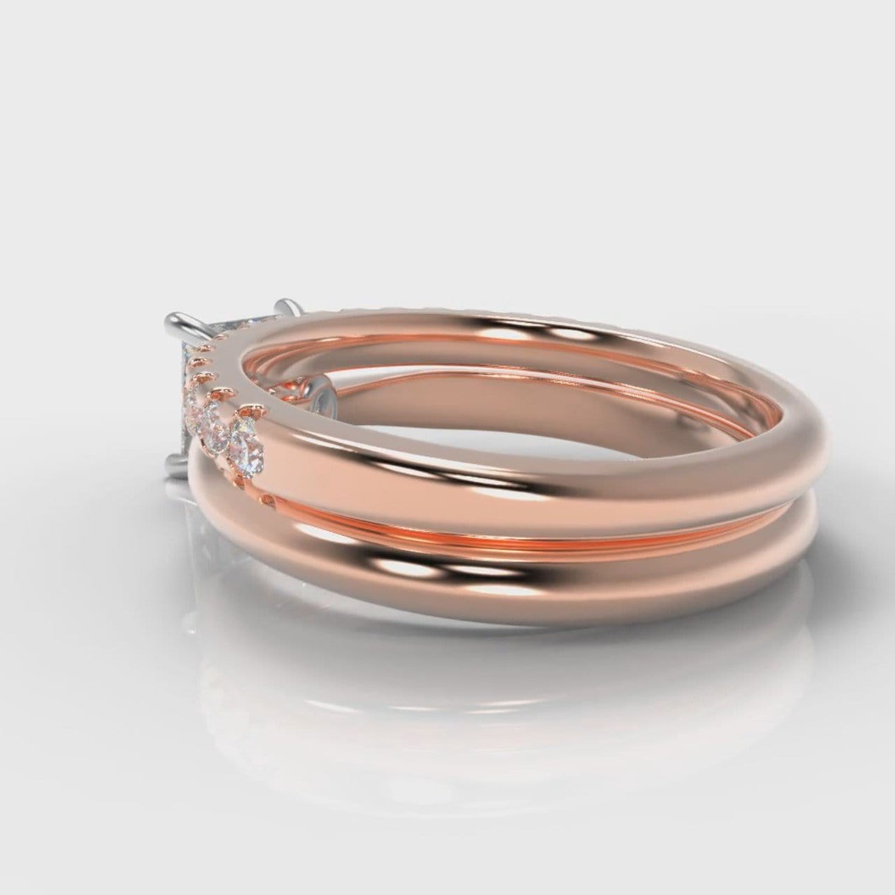 Carrée Solitaire Princess Cut Diamond Bridal Set - Rose Gold