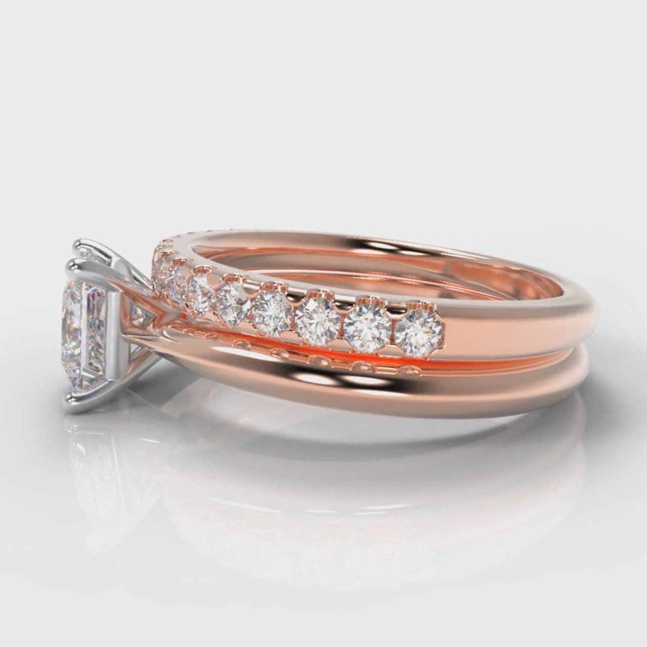 Carrée Solitaire Princess Cut Diamond Bridal Set - Rose Gold