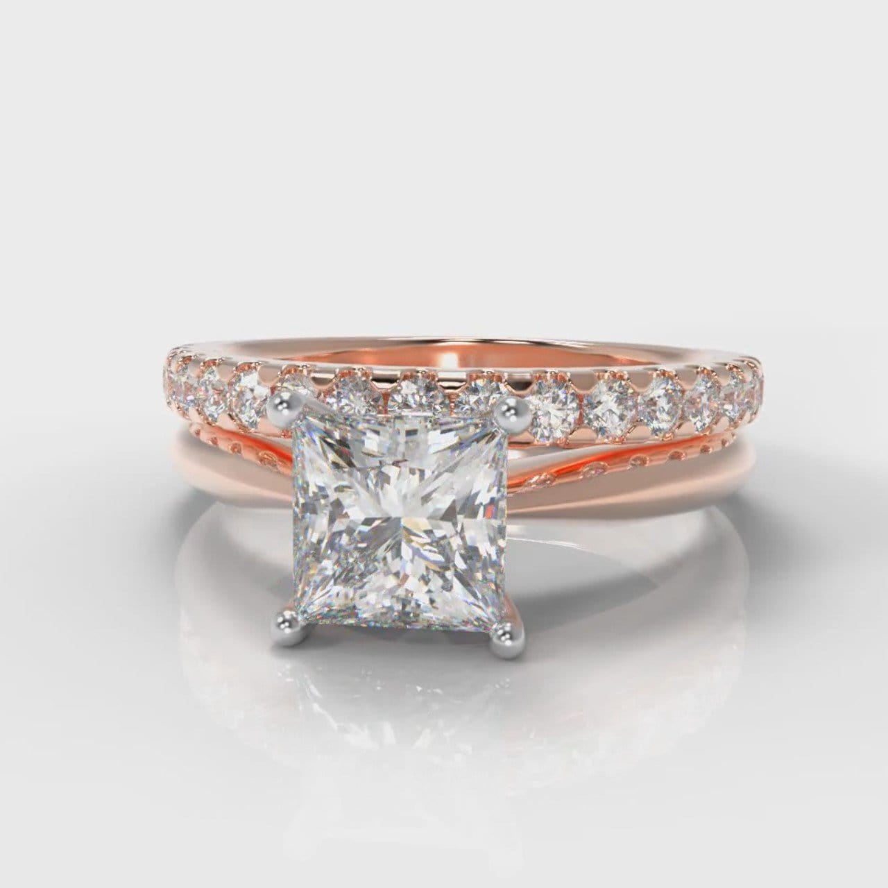 Carrée Solitaire Princess Cut Diamond Bridal Set - Rose Gold