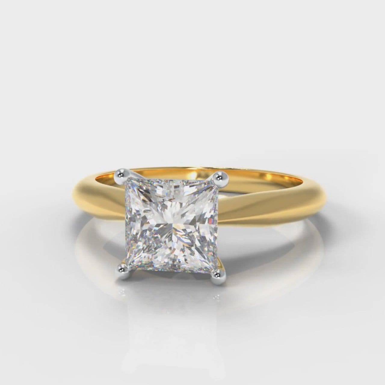 Carrée Solitaire Princess Cut Diamond Engagement Ring - Yellow Gold