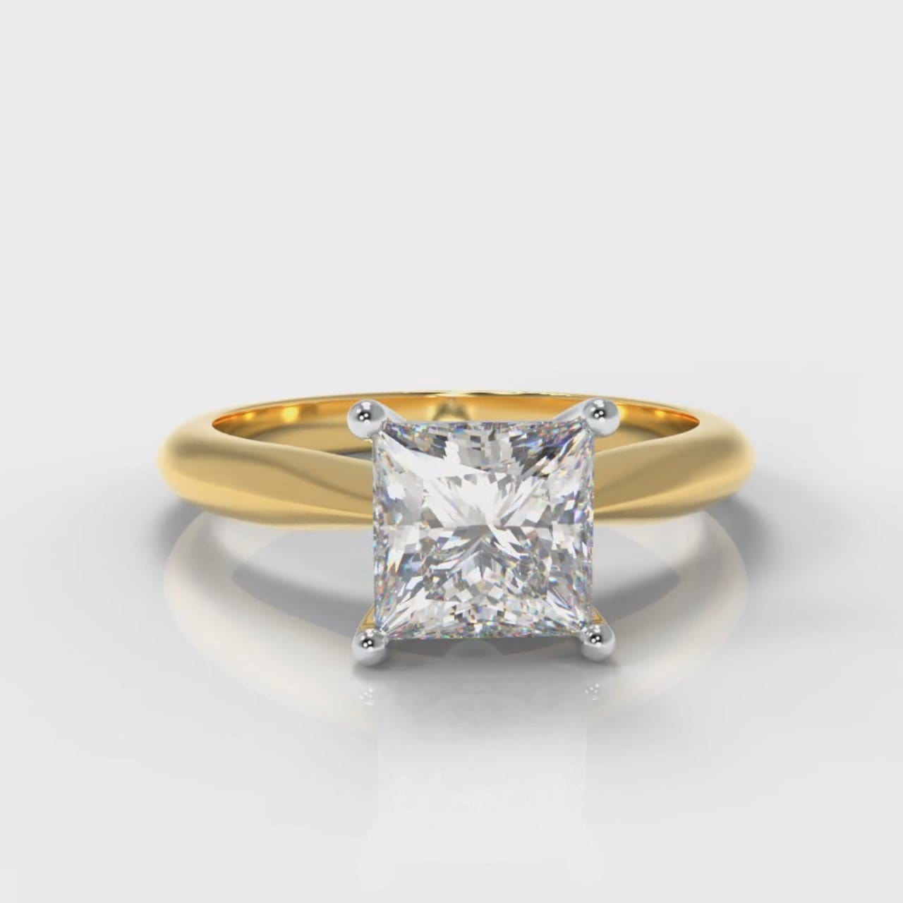 Carrée Solitaire Princess Cut Diamond Engagement Ring - Yellow Gold