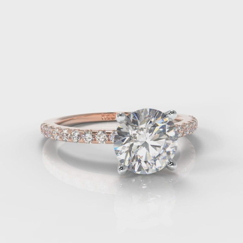 Petite Micropavé Round Brilliant Cut Diamond Engagement Ring - Rose Gold