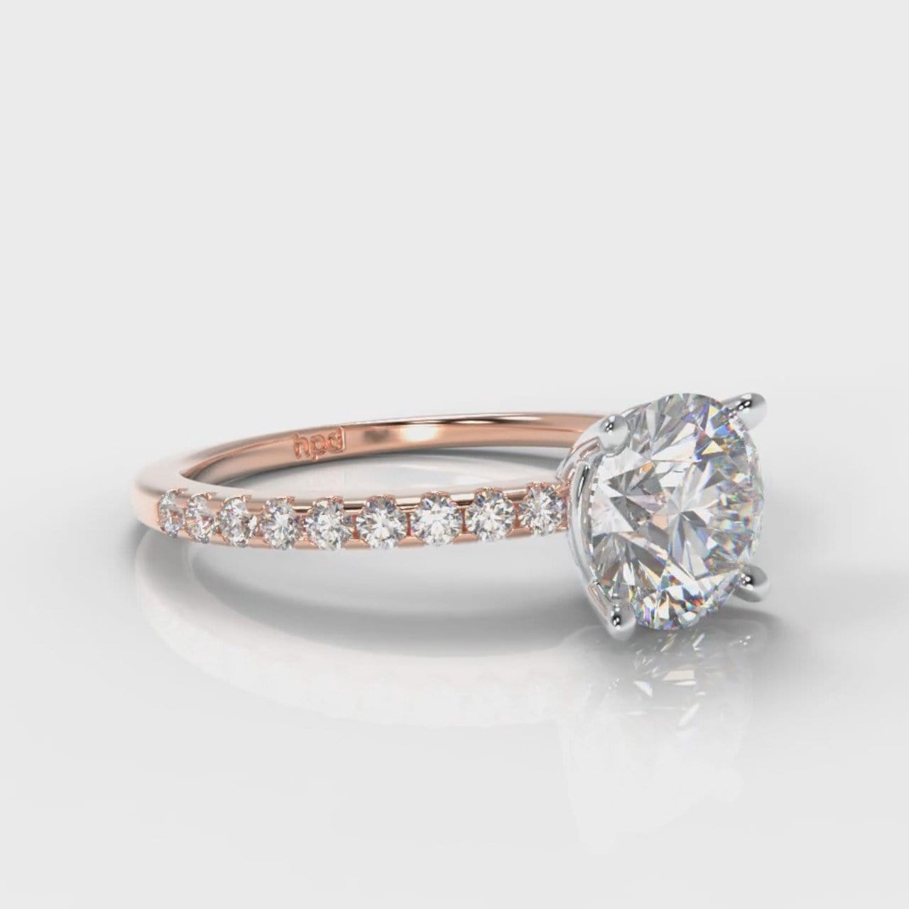 Petite Micropavé Round Brilliant Cut Diamond Engagement Ring - Rose Gold