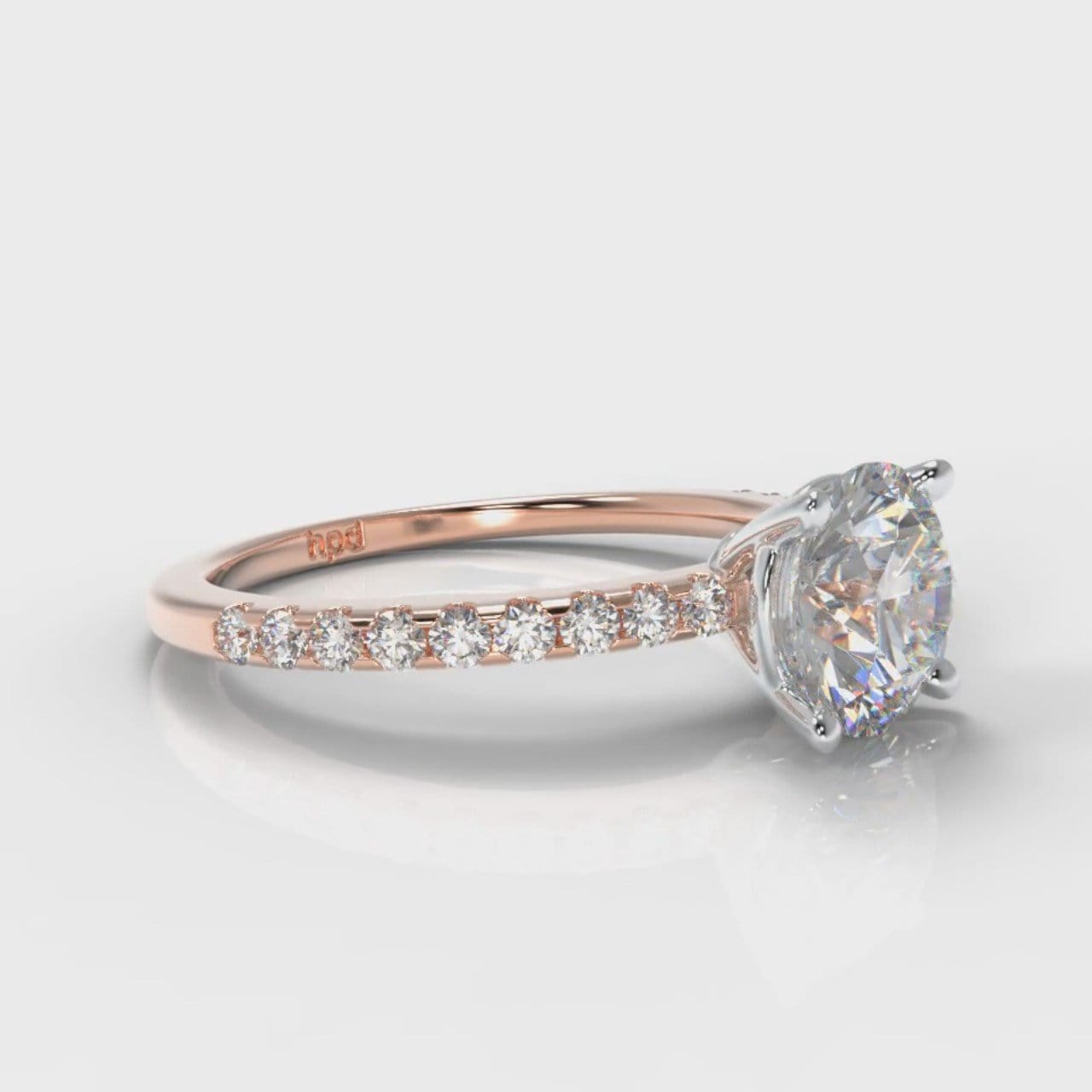 Petite Micropavé Round Brilliant Cut Diamond Engagement Ring - Rose Gold