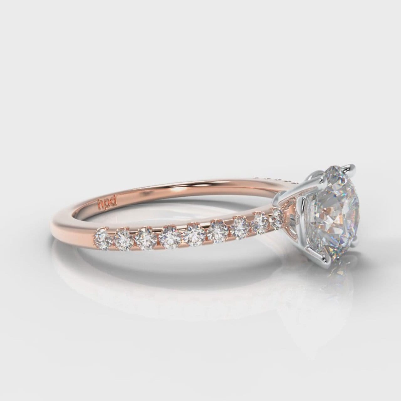 Petite Micropavé Round Brilliant Cut Diamond Engagement Ring - Rose Gold