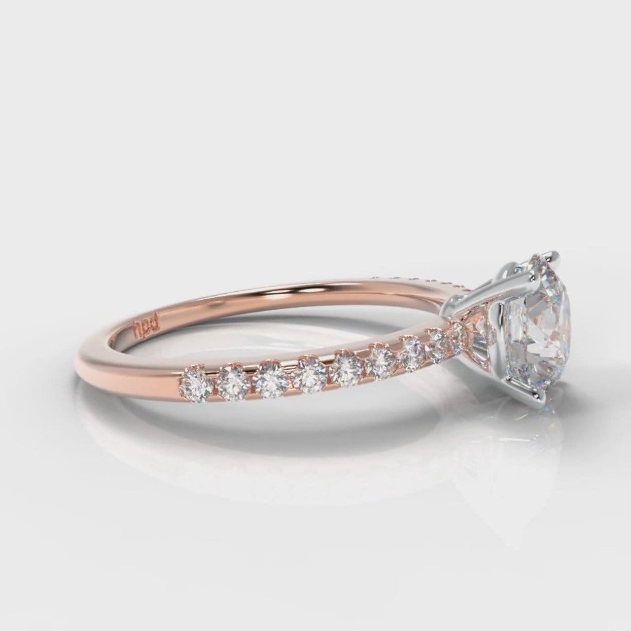 Petite Micropavé Round Brilliant Cut Diamond Engagement Ring - Rose Gold
