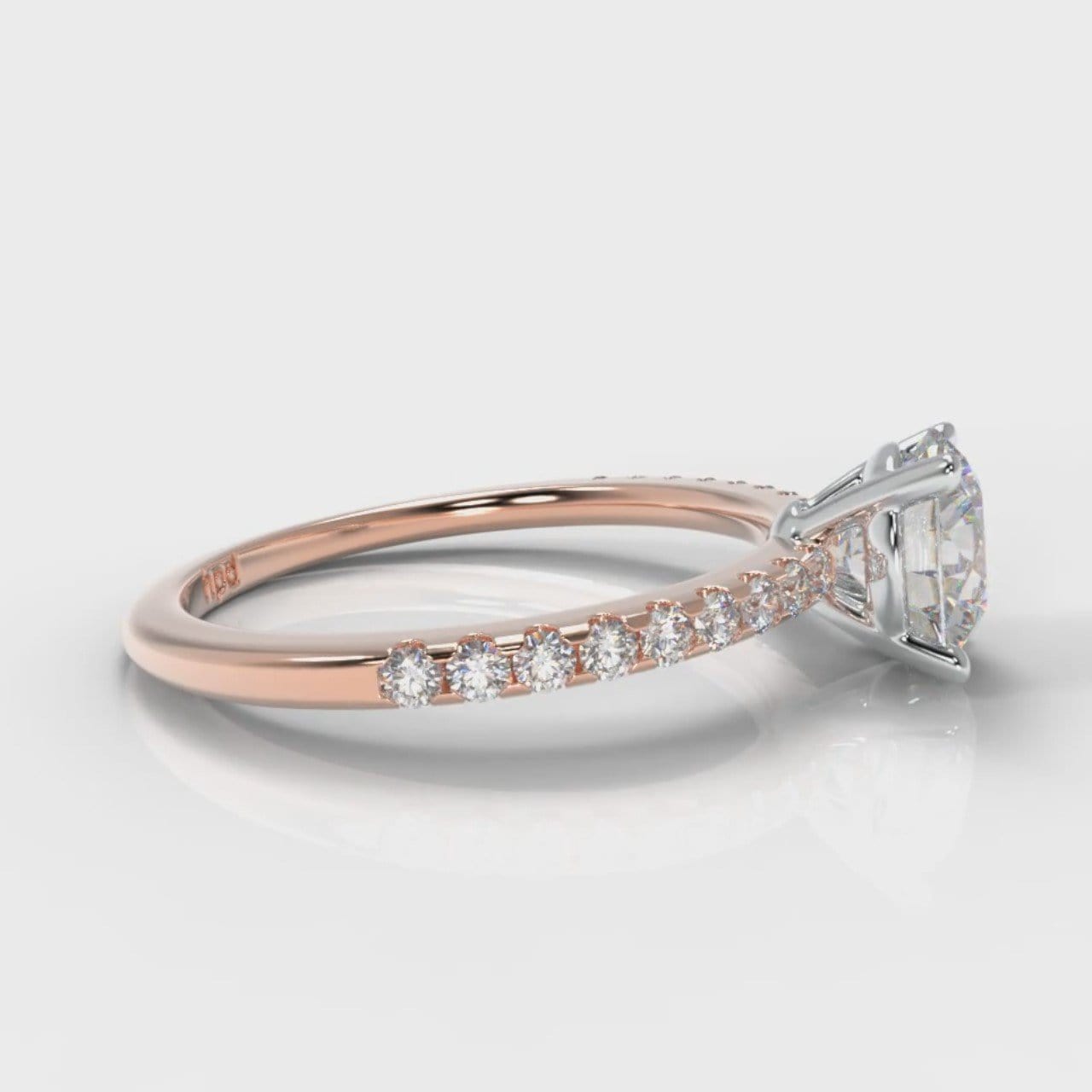 Petite Micropavé Round Brilliant Cut Diamond Engagement Ring - Rose Gold