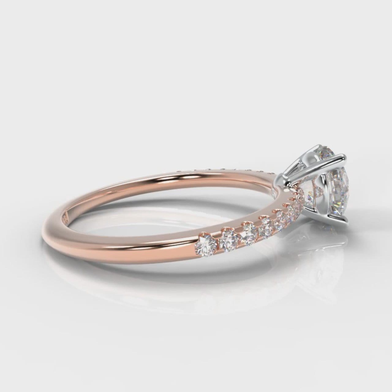 Petite Micropavé Round Brilliant Cut Diamond Engagement Ring - Rose Gold