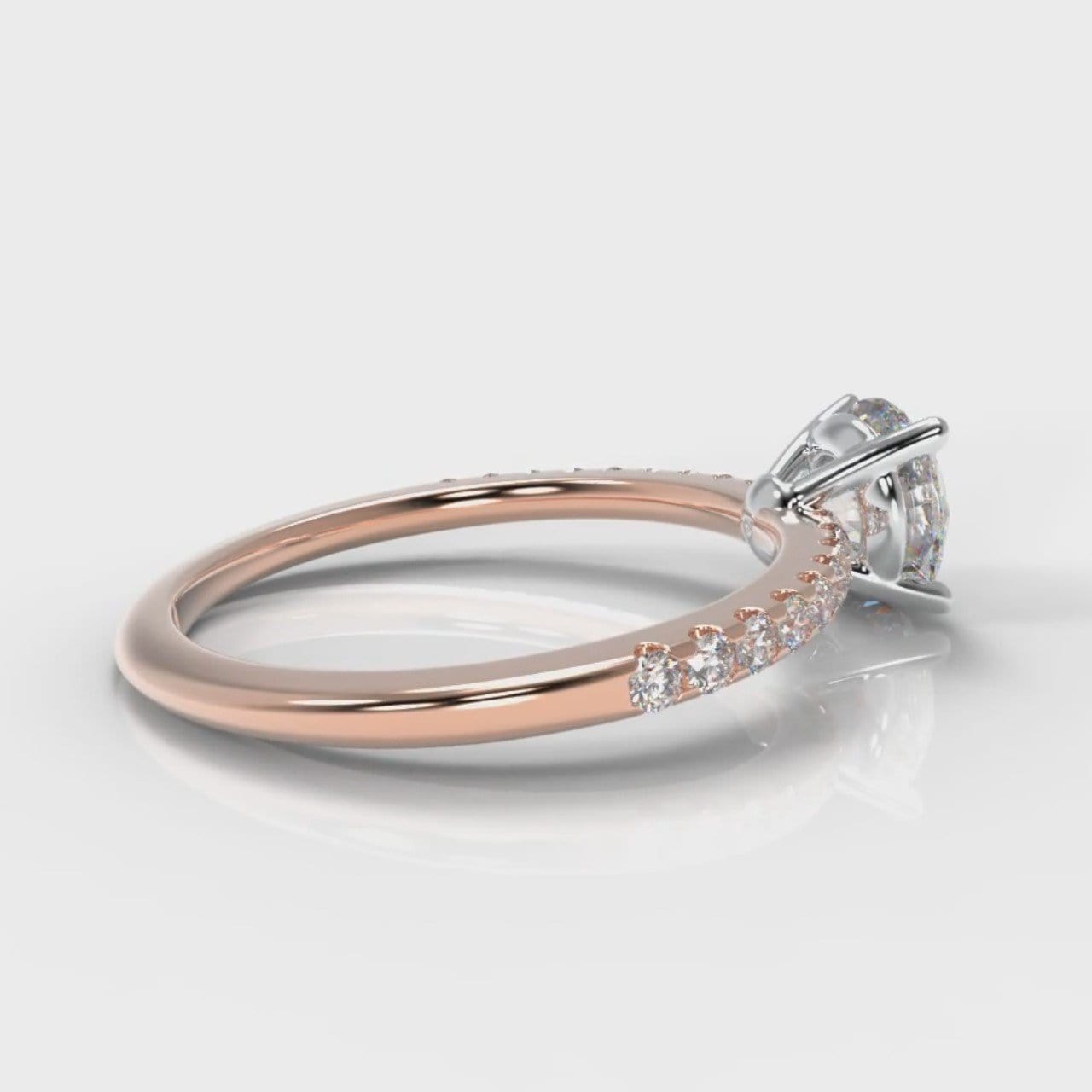 Petite Micropavé Round Brilliant Cut Diamond Engagement Ring - Rose Gold