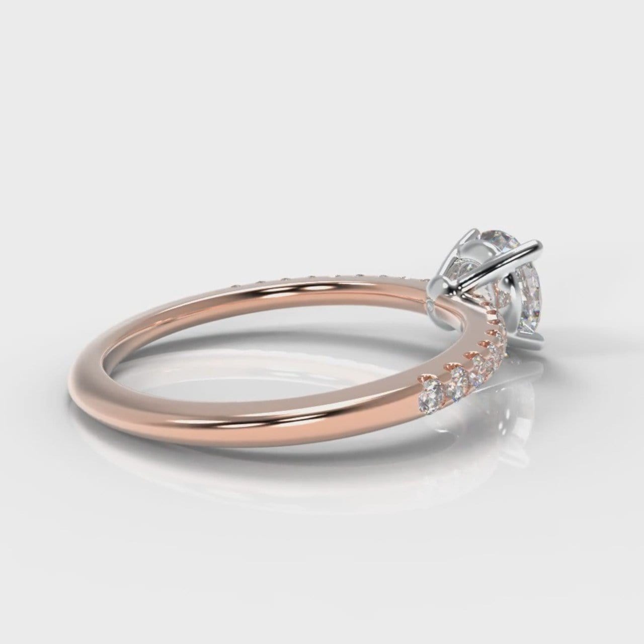 Petite Micropavé Round Brilliant Cut Diamond Engagement Ring - Rose Gold