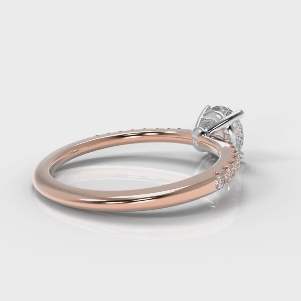Petite Micropavé Round Brilliant Cut Diamond Engagement Ring - Rose Gold