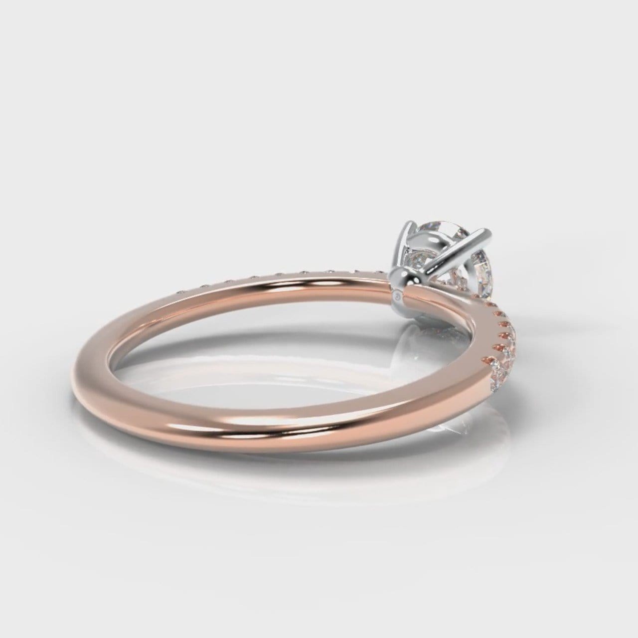 Petite Micropavé Round Brilliant Cut Diamond Engagement Ring - Rose Gold