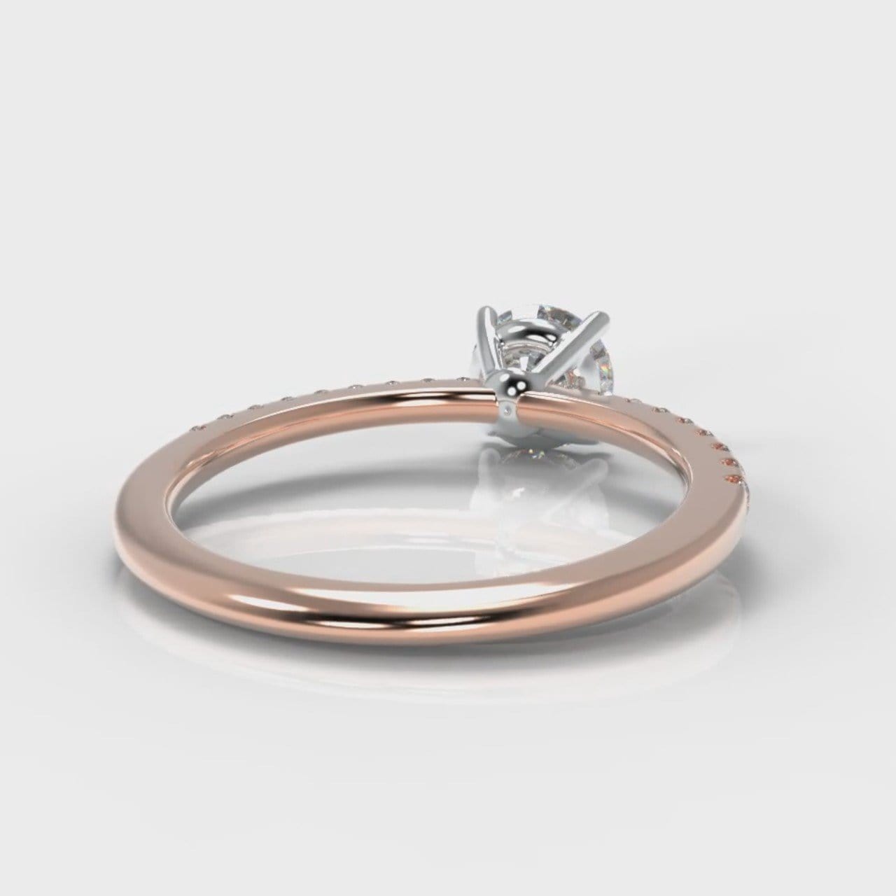 Petite Micropavé Round Brilliant Cut Diamond Engagement Ring - Rose Gold