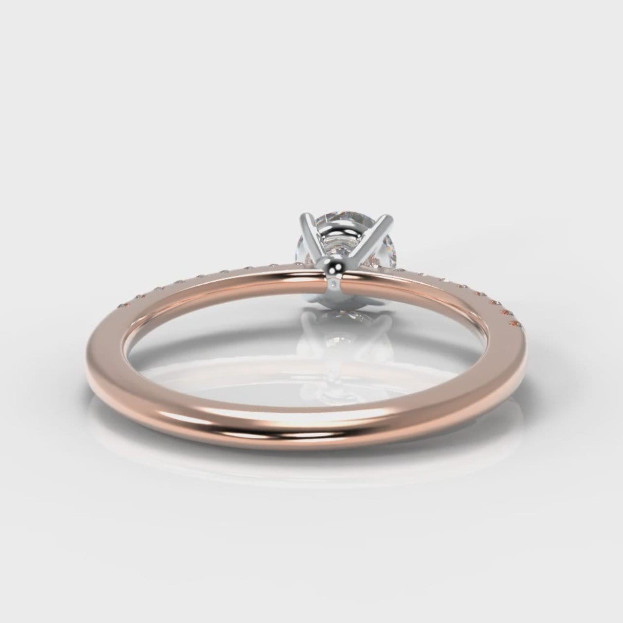 Petite Micropavé Round Brilliant Cut Diamond Engagement Ring - Rose Gold
