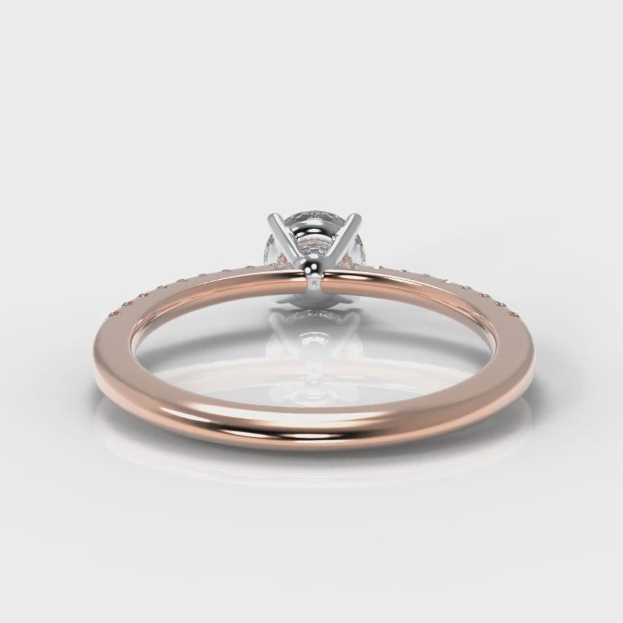Petite Micropavé Round Brilliant Cut Diamond Engagement Ring - Rose Gold