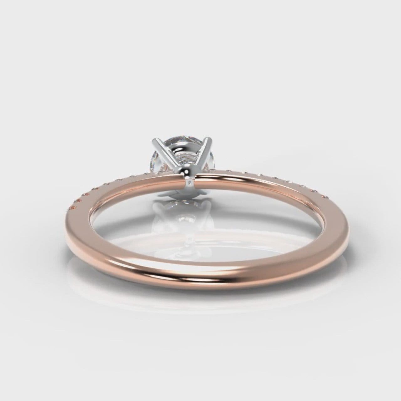 Petite Micropavé Round Brilliant Cut Diamond Engagement Ring - Rose Gold